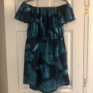 Tropical Print off the shoulder Romper